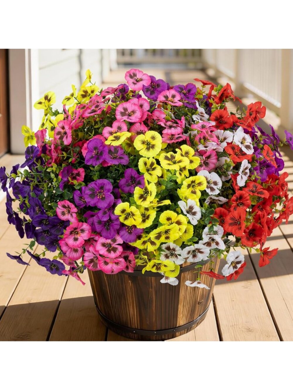 24 Bundles of Vibrant Artificial Flowers for Outdoor Decor - 6 Color Options